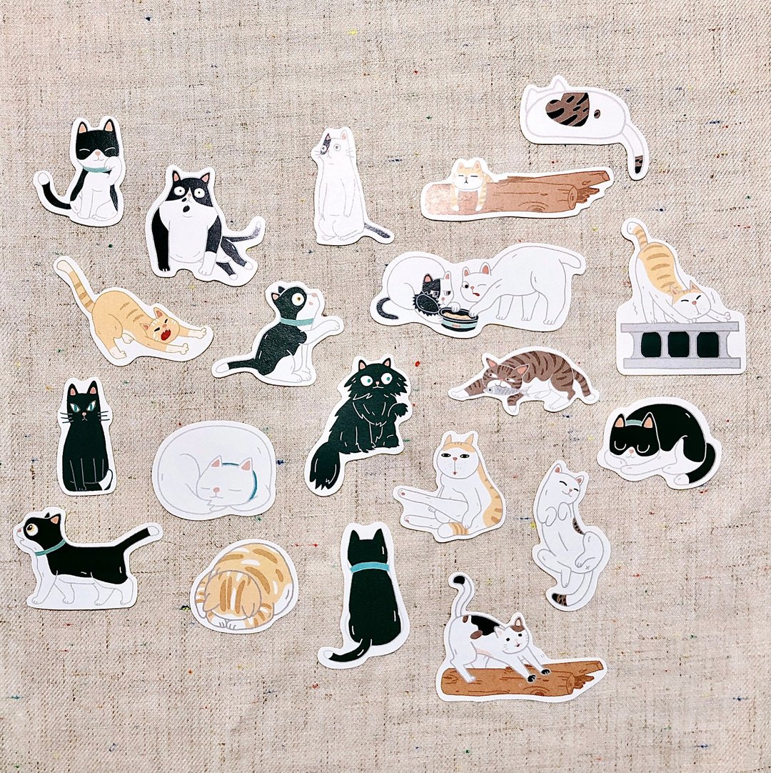 猫的冒险旅行 猫咪贴纸包 - 贴纸 - 纸 白色