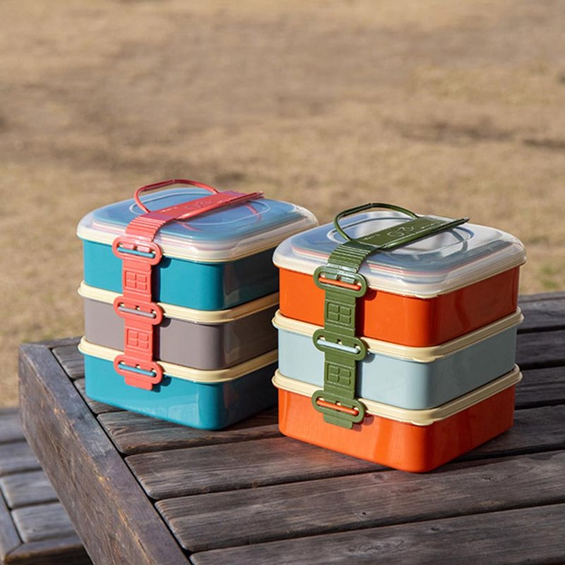 三层野餐盒/方型 (2色可选) - 便当盒/饭盒 - 塑料 多色