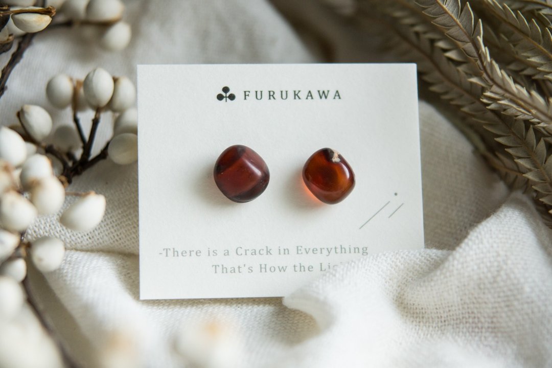 CRACK | 矿物系耳环 |  EARRINGS - 耳环/耳夹 - 玉石 红色