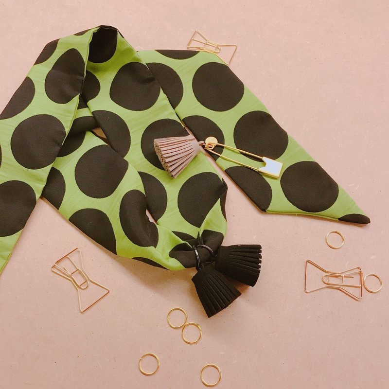 [ 521女孩的礼物组 ] 流苏项链＋流苏别针组 (C组) - 项链 - 棉．麻 绿色