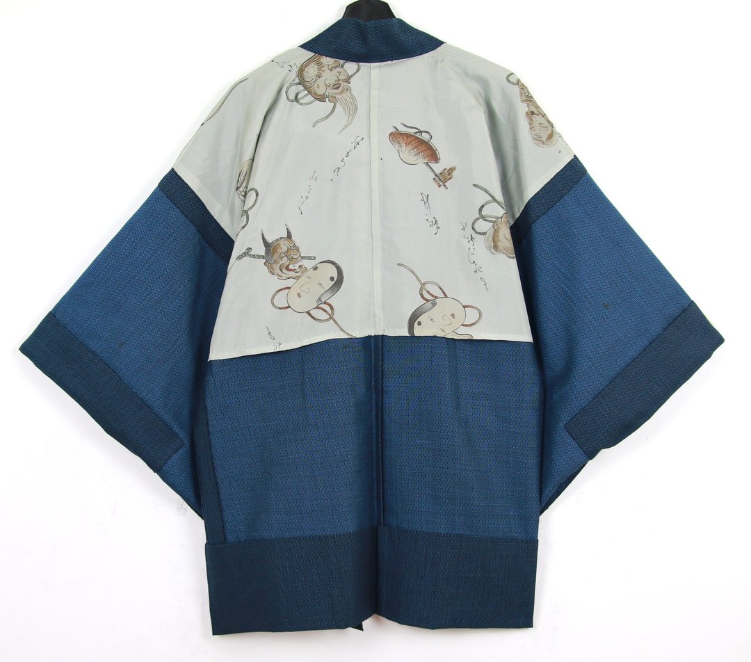 Back to Green 日本带回 男羽织 手绘 能面 vintage kimono - 男装外套 - 棉 