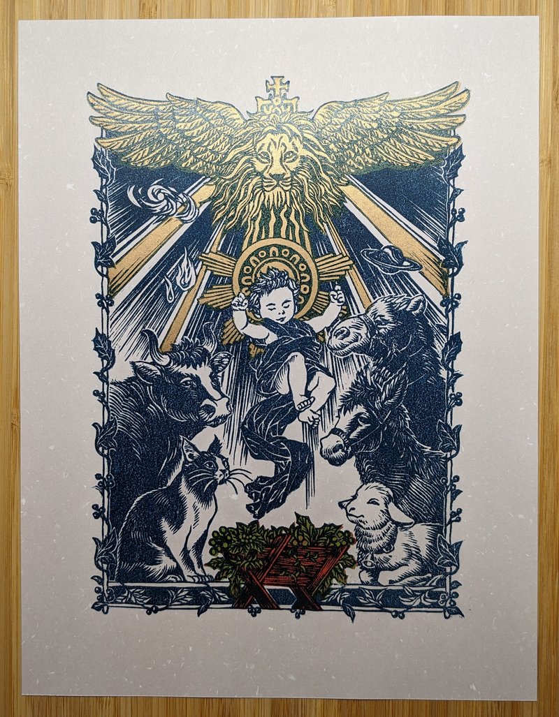2022 限量耶诞版画 Limited Linocut prints for Christmas - 卡片/明信片 - 纸 