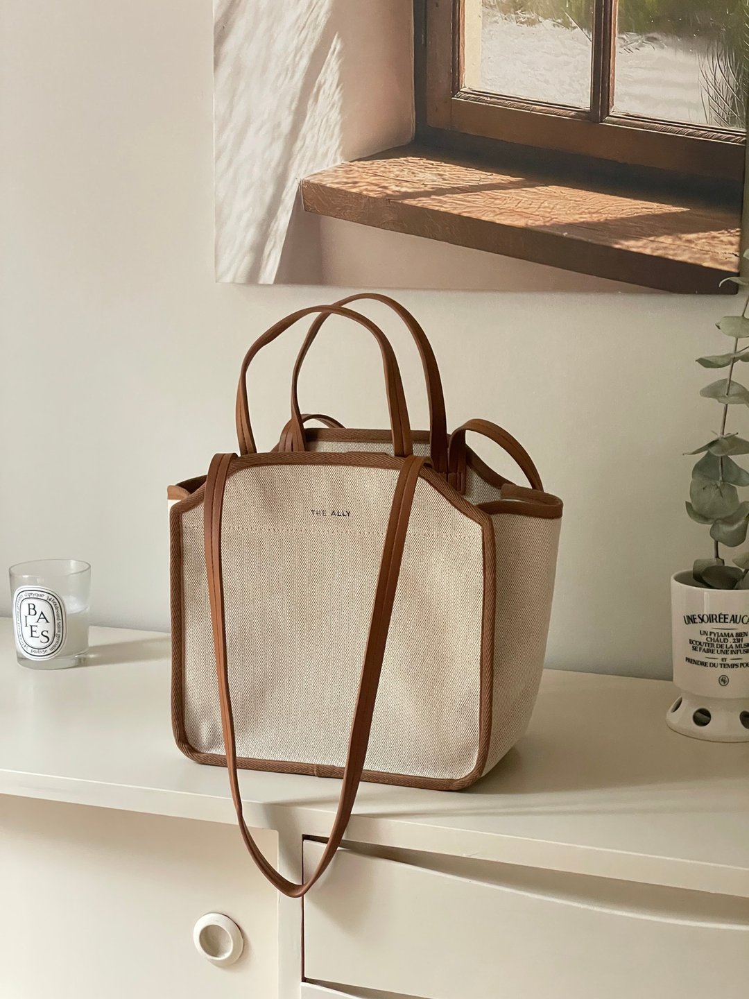 韩国 The Ally | DANA BAG (附小袋) | 中 | 棕色 | 手袋 单肩包 - 手提包/手提袋 - 棉 咖啡色