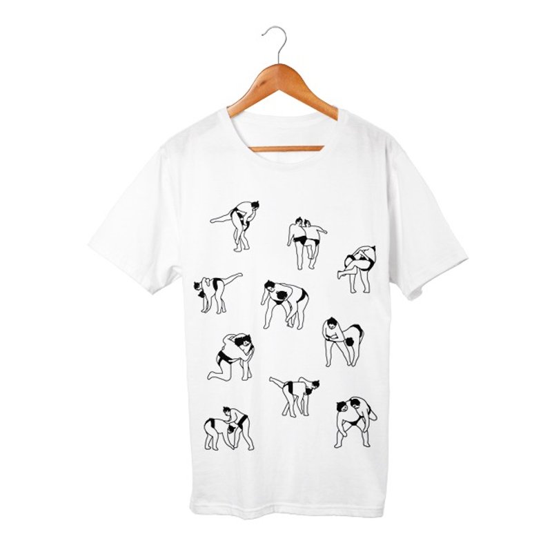 おすもうさん１ T-shirt - 中性连帽卫衣/T 恤 - 棉．麻 白色