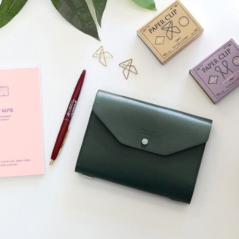 Funnymade 大人收纳A6书套-压扣-墨绿,FNM35635 - 书衣/书套 - 真皮 绿色