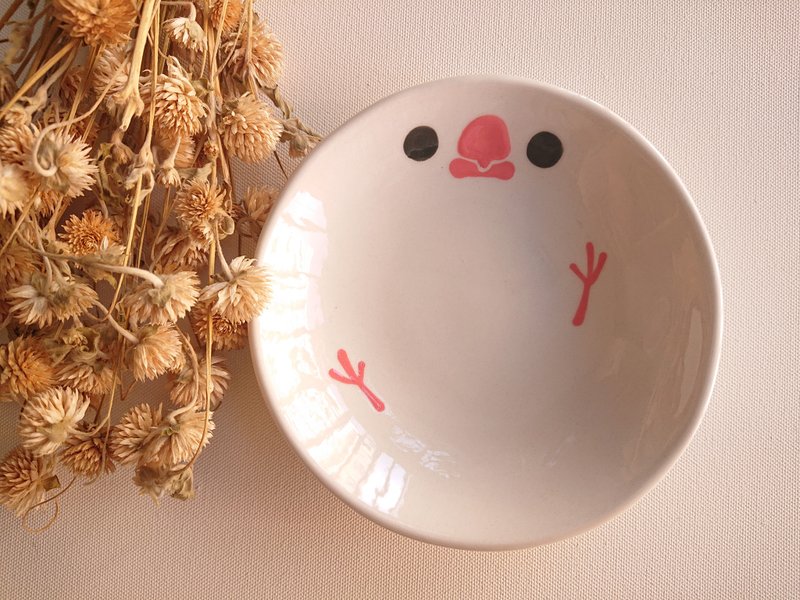 Hey!鸟朋友!白文鸟彩绘浅盘 - 盘子/餐盘/盘架 - 瓷 红色