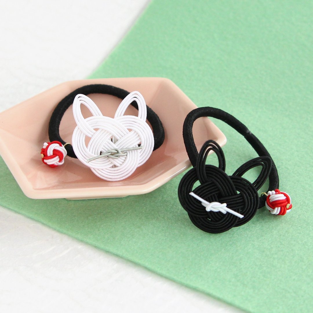 japanese style pierce hair accessory / mizuhiki / japan - 发饰 - 丝．绢 白色