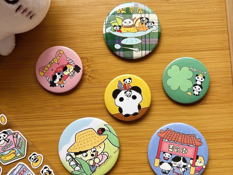 【可爱猫咪熊猫】韩系吧唧装饰胸针 - 胸针 - 其他材质 多色