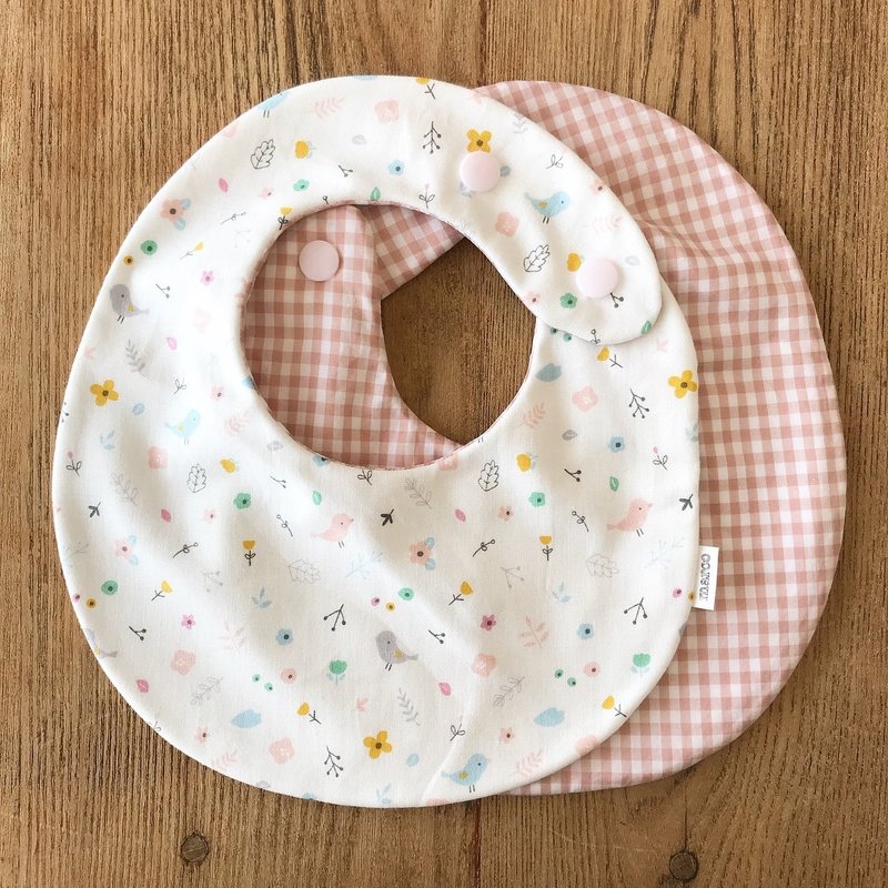 Reversible bib - 围嘴/口水巾 - 棉．麻 粉红色