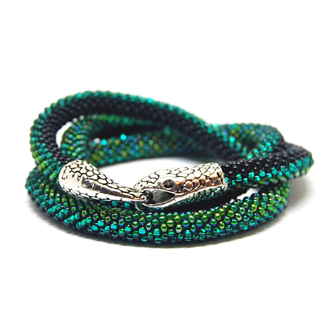 Green snake necklace, ouroboros, Unusual choker necklace, Slytherin fan gift - 项链 - 琉璃 绿色