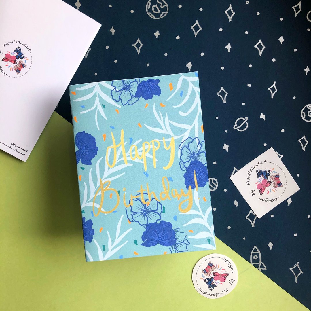 花卉生日卡 - 卡片/明信片 - 纸 多色