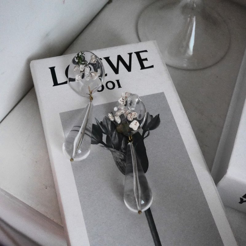 耳环 ピアス / イヤリング  | 水滴 - 耳环/耳夹 - 树脂 透明