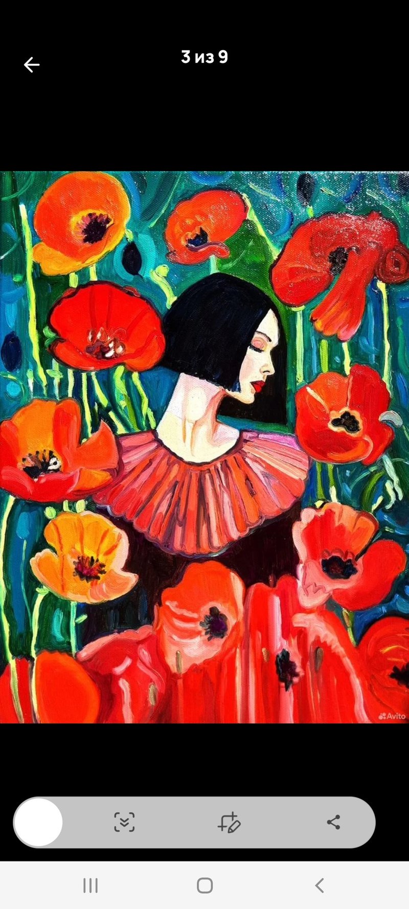 原创画 The Girl among the poppies 原创艺术 油画 油画 - 墙贴/壁贴 - 其他材质 红色
