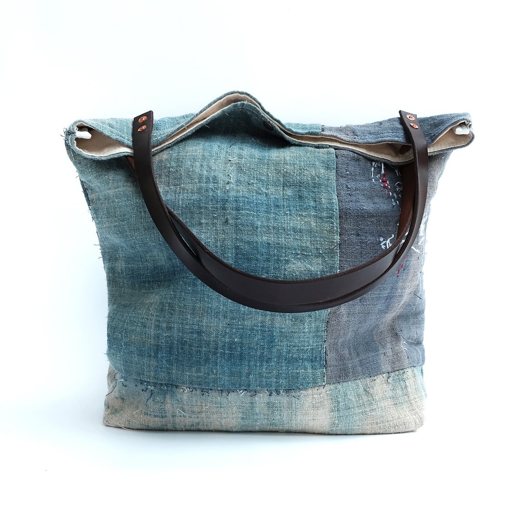 TOTE BAG  VINTAGE 个性原创 复古 DIY 手工单肩环保袋 旧布拼接 - 手提包/手提袋 - 其他材质 