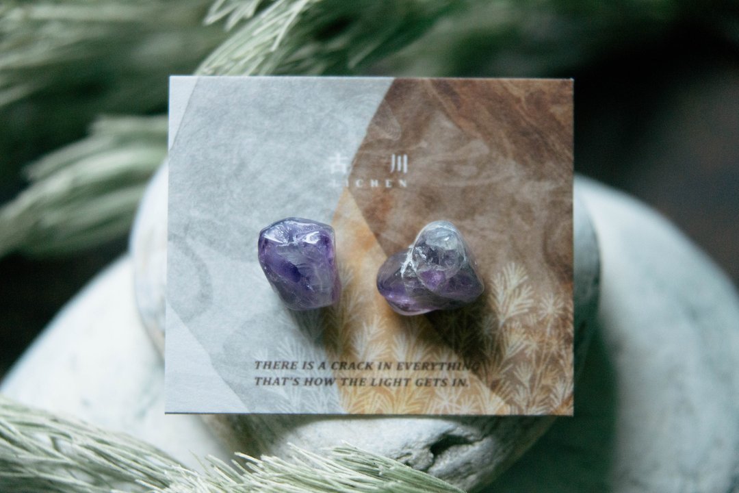 CRACK | 矿物系耳环 |  EARRINGS - 耳环/耳夹 - 玉石 紫色
