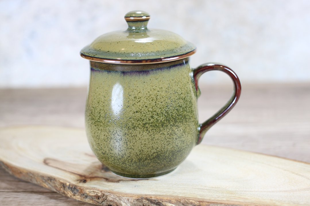 【沐春生活】300ml 茶末釉盖杯 带盖马克杯 莺歌名家叶敏祥作品 - 咖啡杯/马克杯 - 瓷 