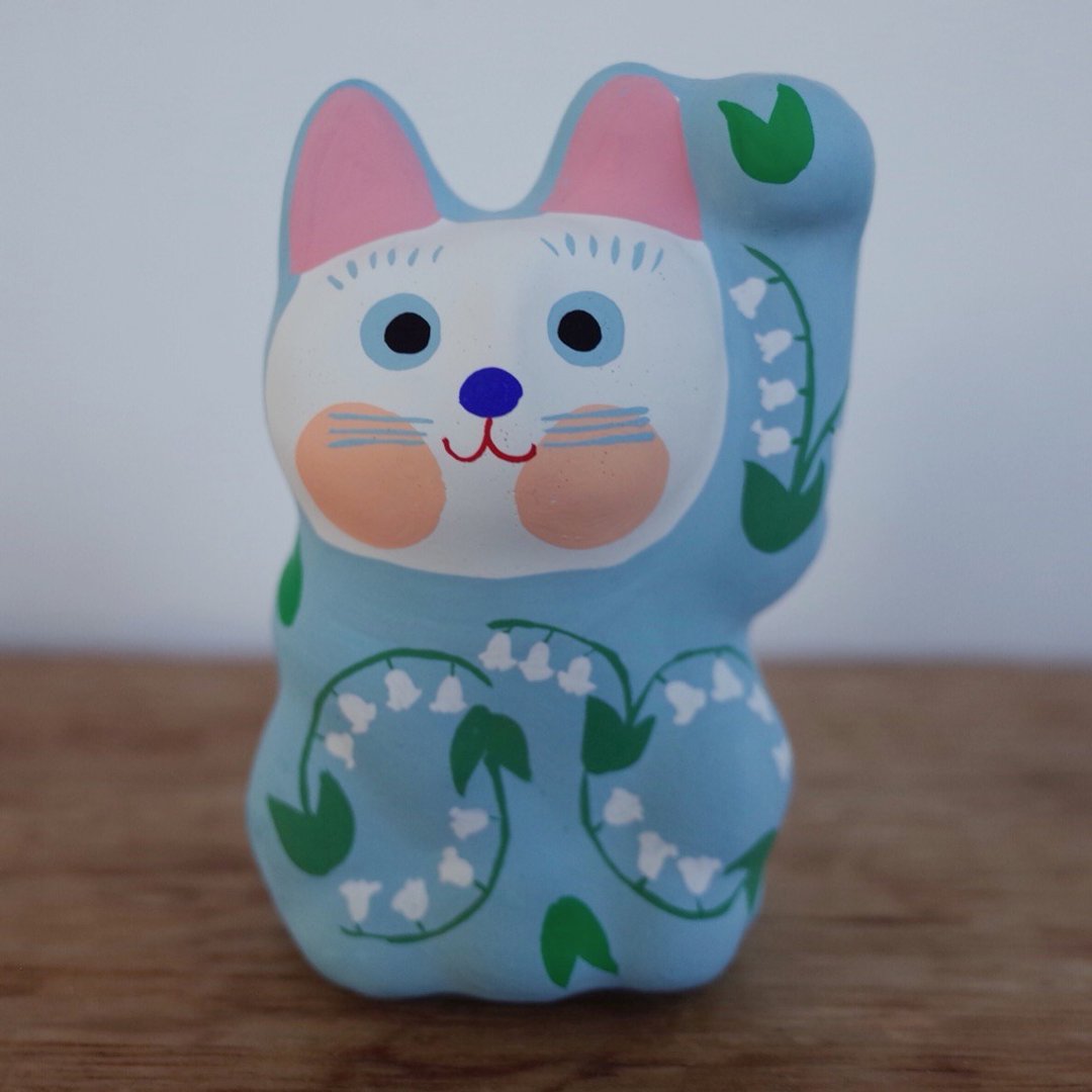 Lucky Cat Lily of the valley pattern left hand invitation - 玩偶/公仔 - 纸 