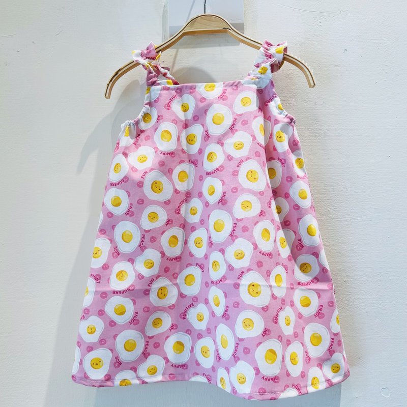 背心洋装 粉荷包蛋 /长大可当上衣穿/ - 童装裙 - 棉．麻 