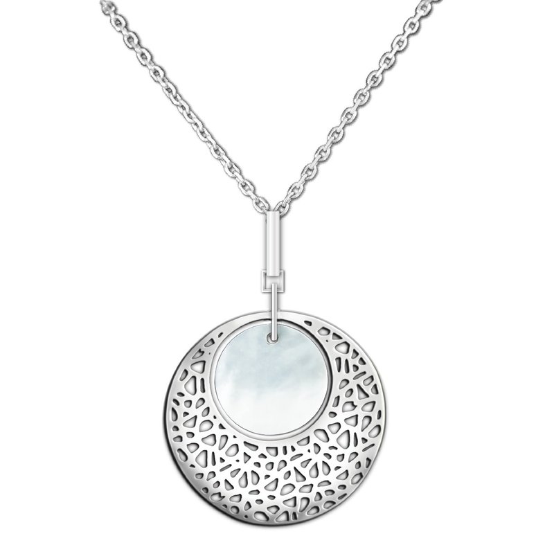 海洋的心系列 - 清晨珠光 - 项链 - 纯银 白色