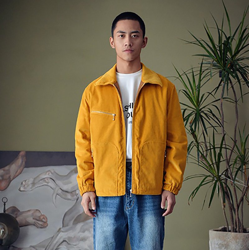 28th March 固制 灯芯绒大翻领复古夹棉外套 - 男装外套 - 棉．麻 橘色