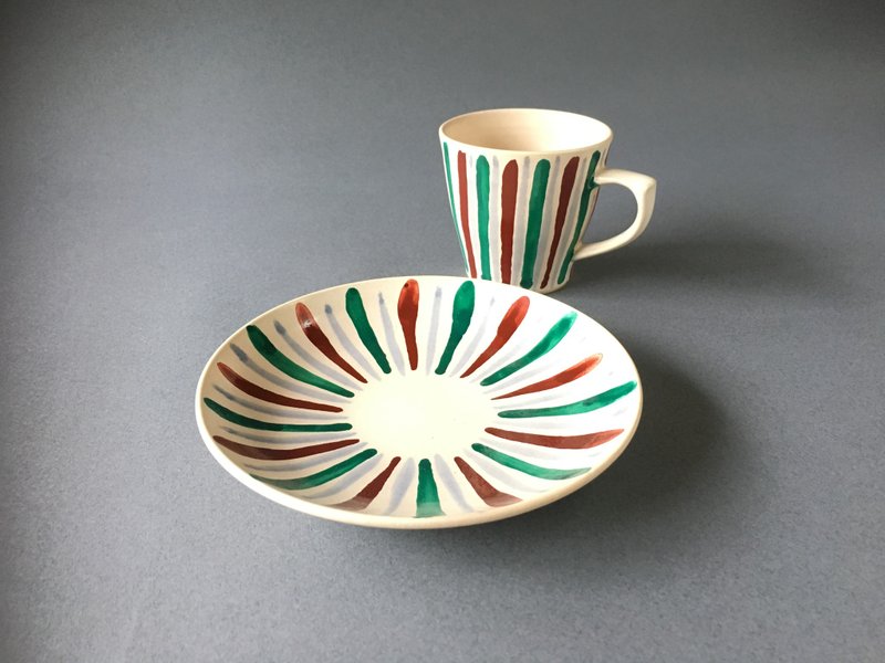 Stripe cup & saucer - 茶具/茶杯 - 瓷 多色