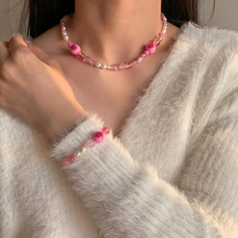 情人节限定：幸运恋爱项链・手链套组 - 项链 - 珍珠 