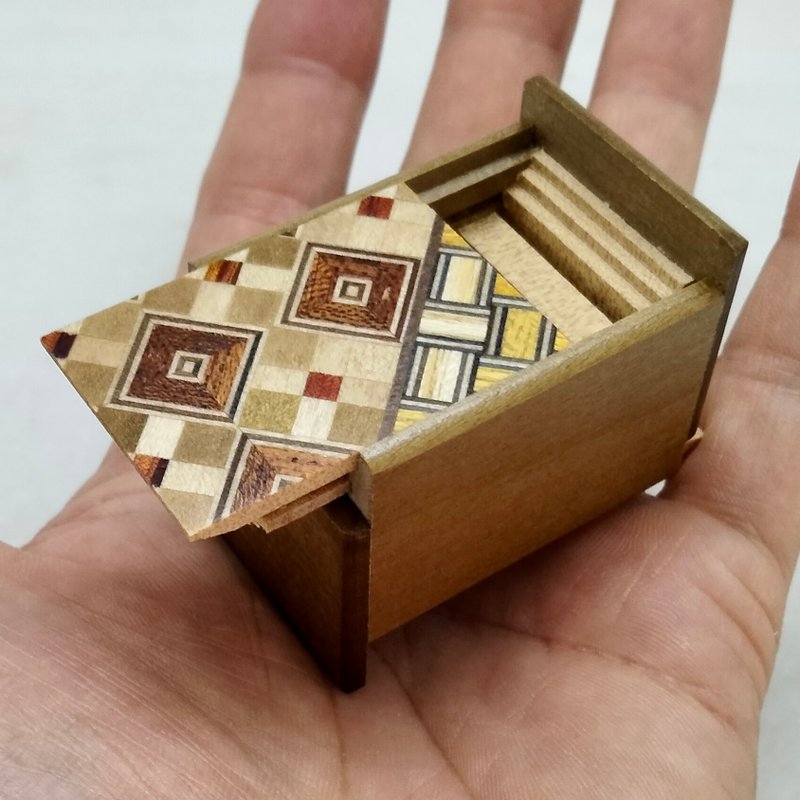 14道机关豆秘密箱 1.5寸 寄木朴材 益智盒 箱根寄木细工 机关盒 - 其他 - 木头 