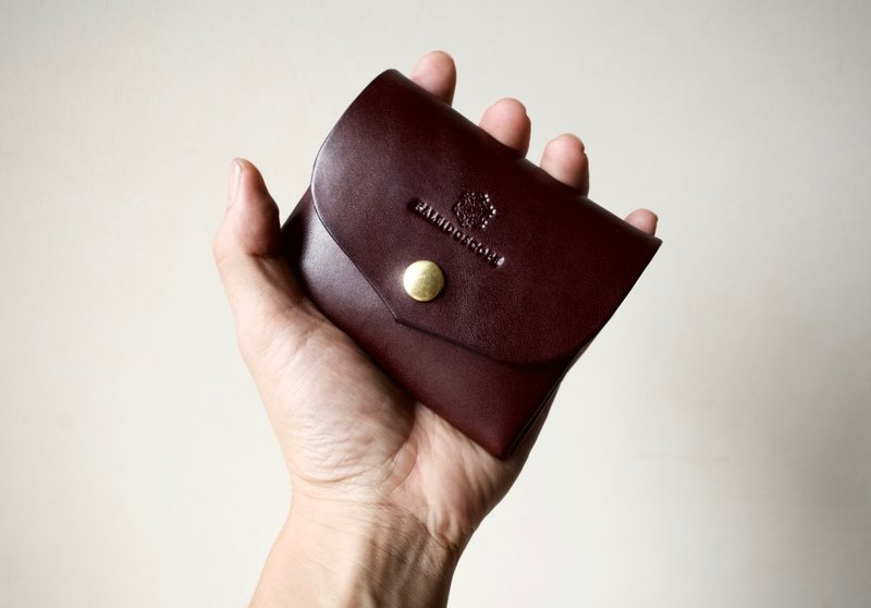 Tochigi leather compact wallet series-envelope Bitter Brown - 皮夹/钱包 - 真皮 咖啡色