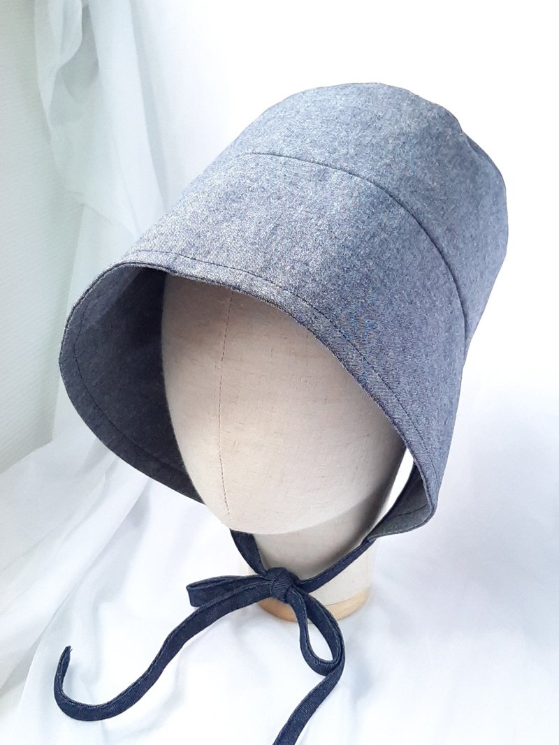 灰蓝牛仔棉邦呢软帽Bonnet遮阳帽 - 帽子 - 棉．麻 灰色
