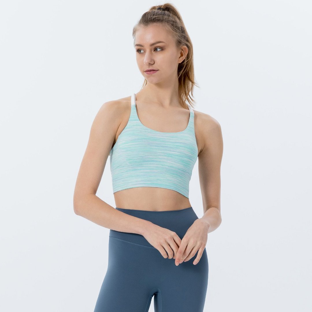 【NAMASTE】Zenobia 修身包覆身形短上衣 - 清新绿 - 女装运动内衣 - 尼龙 蓝色