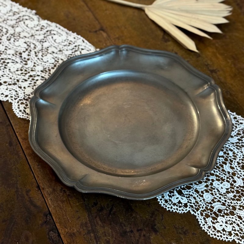 *50491- 迷人法国古董锡盘27cm - 盘子/餐盘/盘架 - 其他金属 