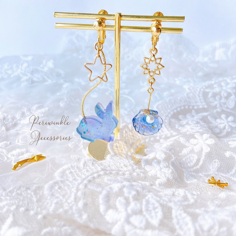 月兔组合 日本花材 兔子耳环 兔子手链 星座 定制 马尾 - 耳环/耳夹 - 其他材质 多色