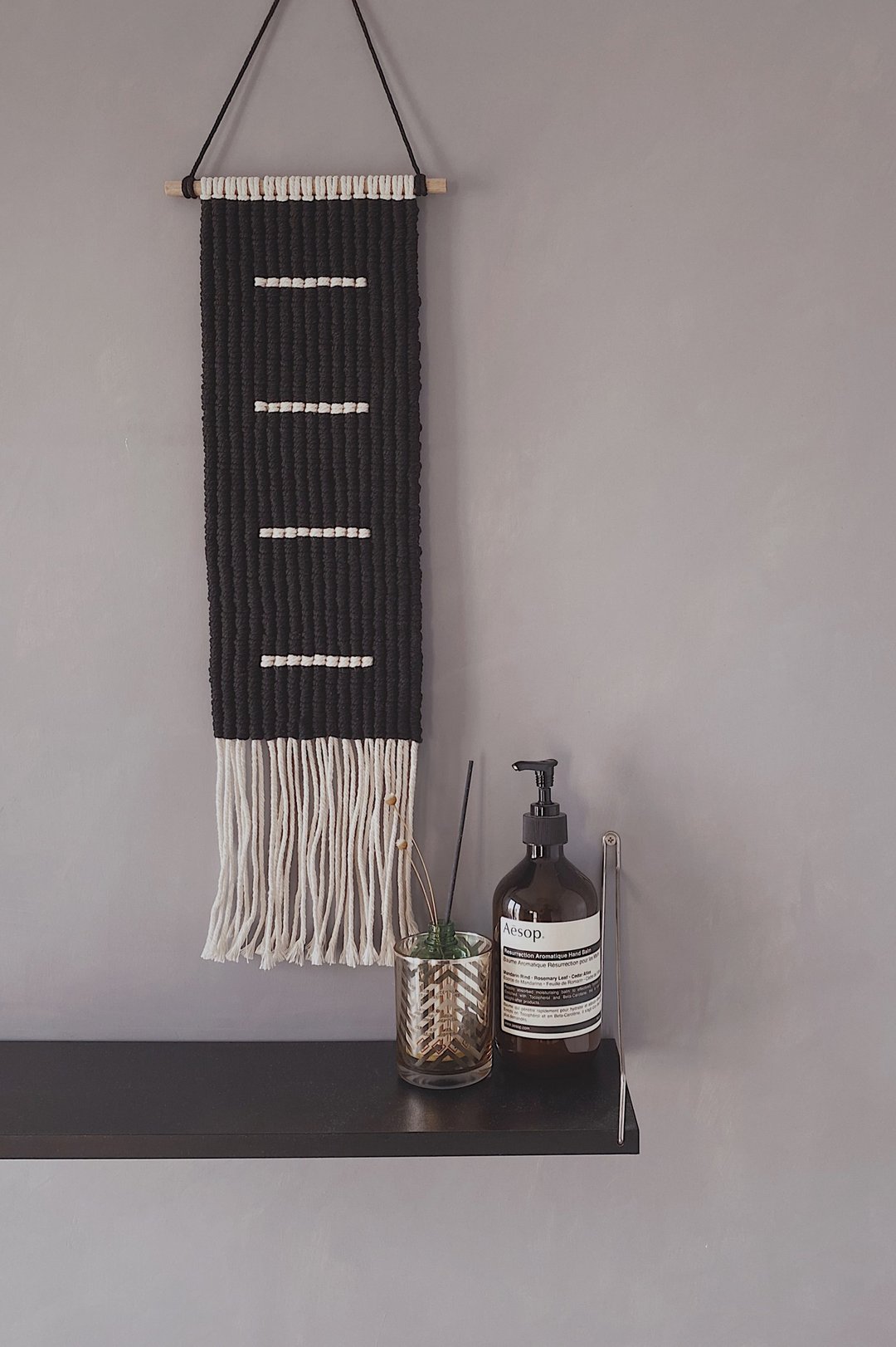 macrame 简约 编织挂饰 - line - 摆饰 - 棉 黑色