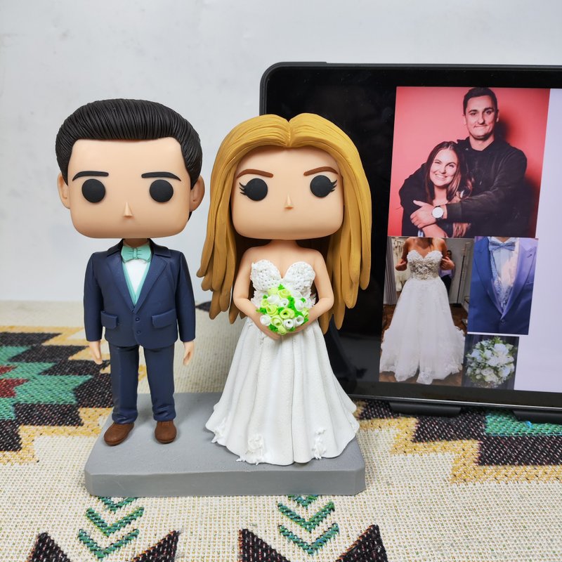 纯手工定制美国Funko Pop 自画像公仔情侣父母夫妻结婚周年礼物 - 玩偶/公仔 - 粘土 多色