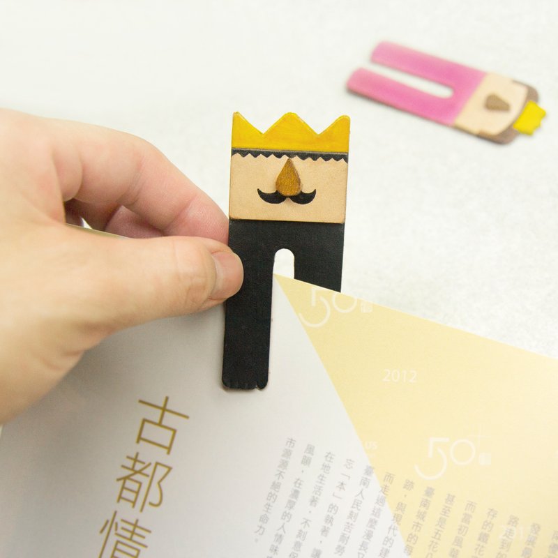 【 开卷有益 】国王手工皮革书签 黑色 送刻字印字 - 书签 - 真皮 黑色