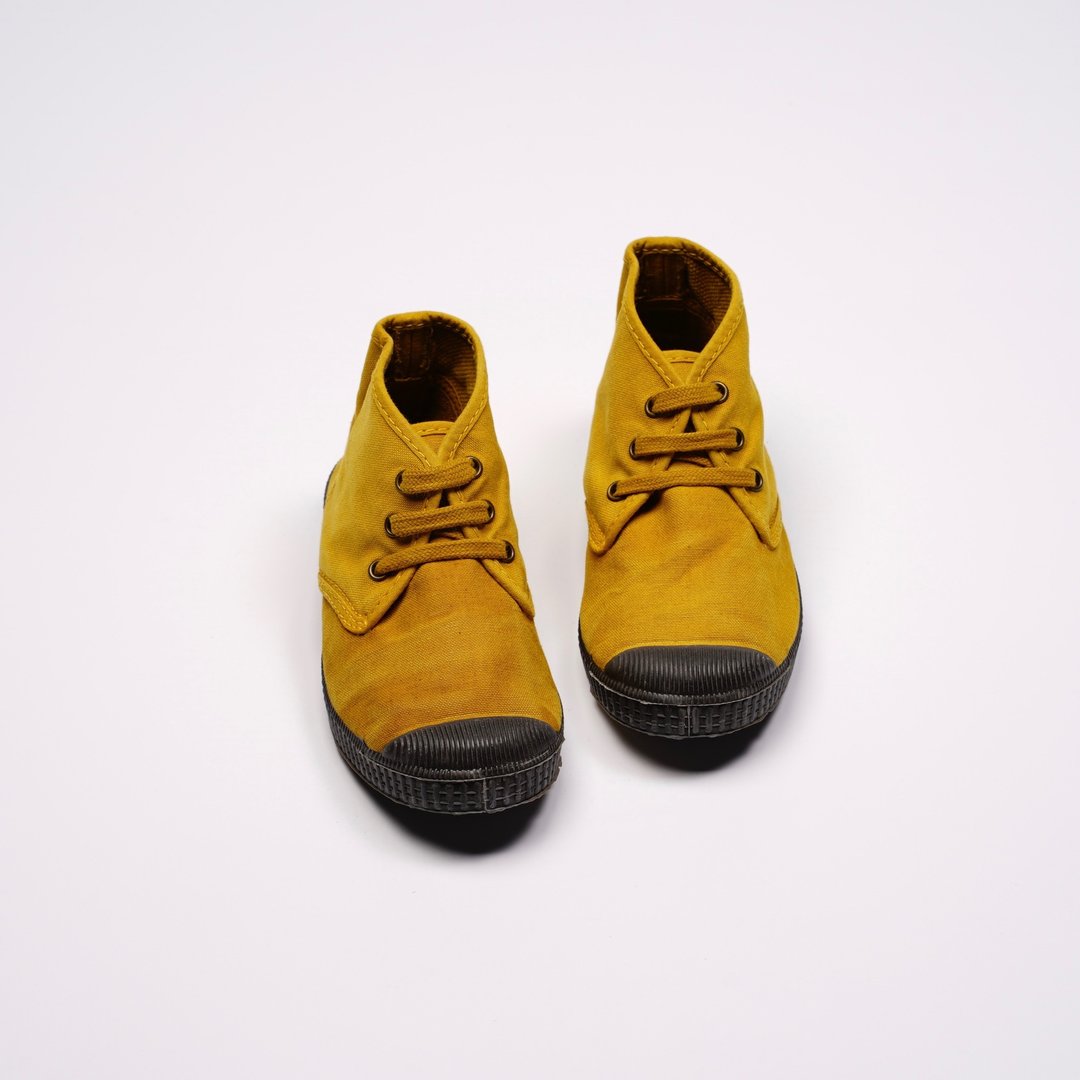 西班牙帆布鞋 CIENTA U60777 85 芥末黄 黑底 洗旧 童鞋 Chukka - 童装鞋 - 棉 黄色