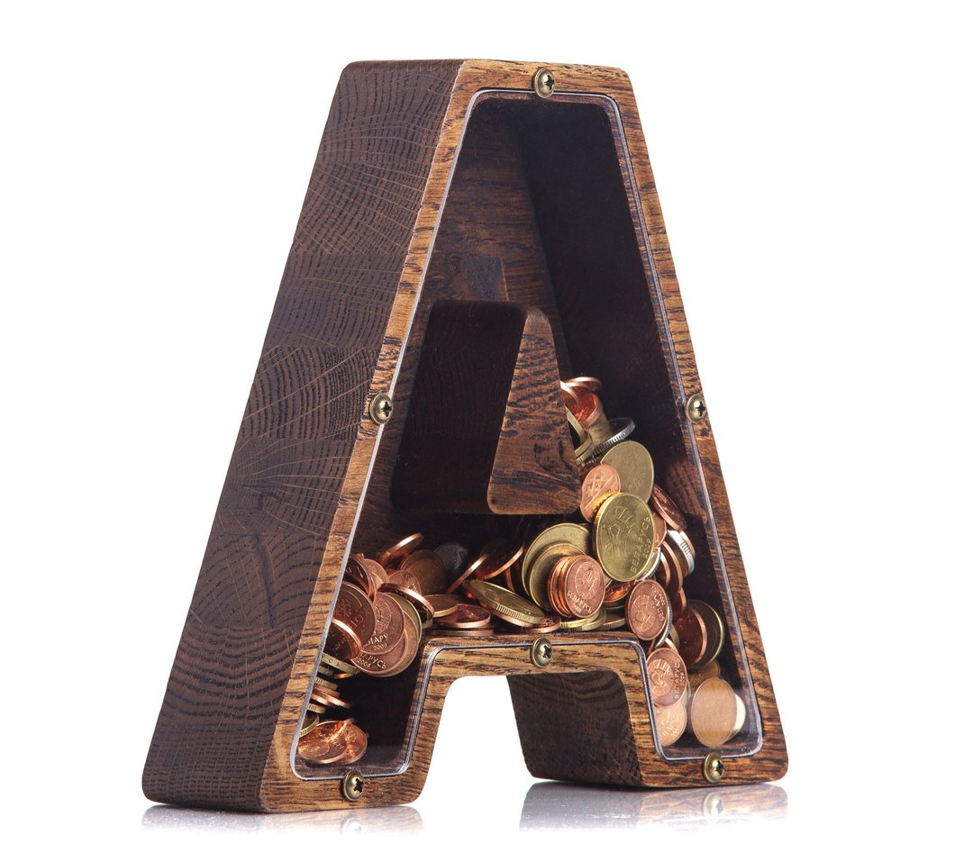 Personalized baby shower gift Wood piggy bank LETTER for boys girls adult - 储蓄罐 - 木头 