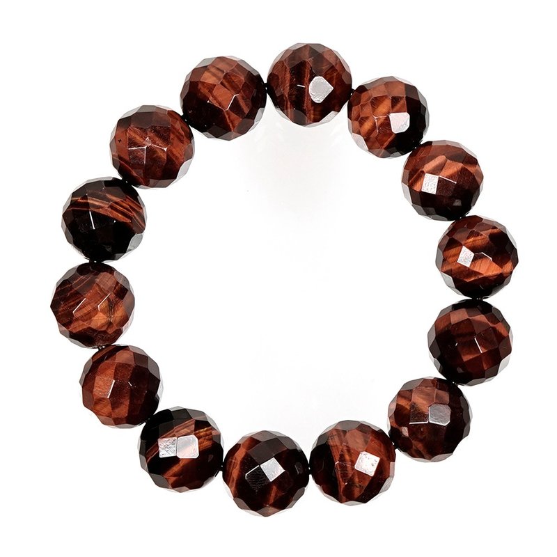 【正佳珠宝】红虎眼 顶级双眼钻切虎眼石 15-16mm 红虎眼手珠 - 手链/手环 - 半宝石 多色