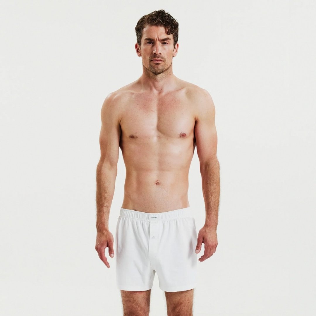 Bread & Boxers 两件组 Jersey Boxer 柔弹平口内裤 - 白 - 男士内衣裤 - 棉．麻 白色