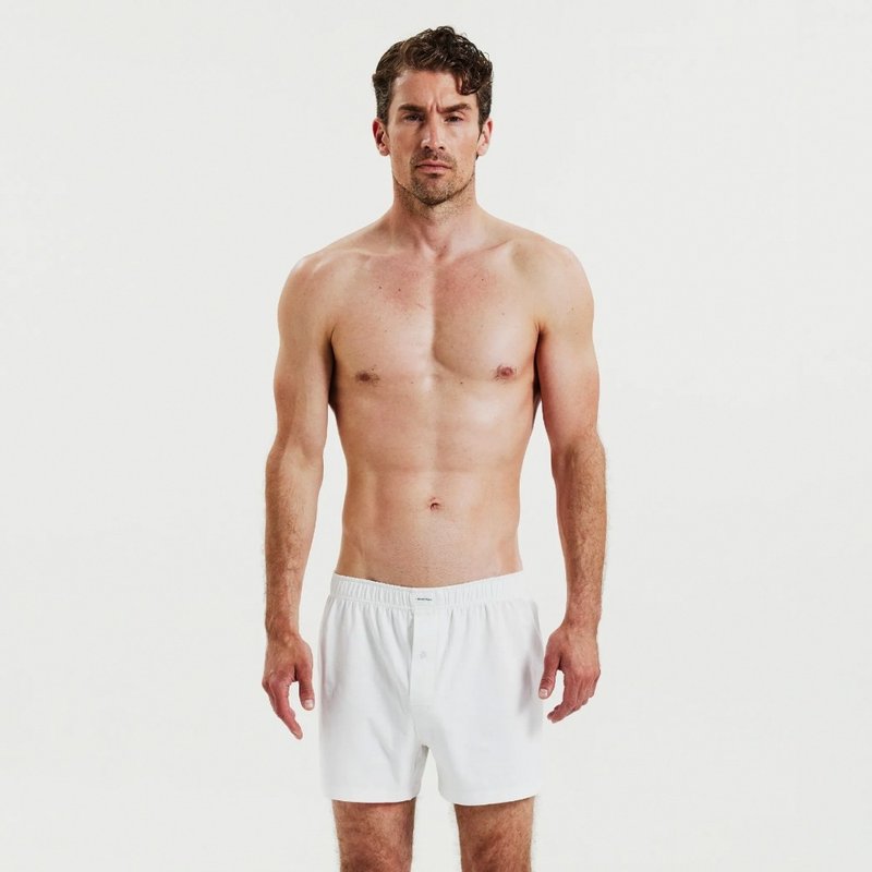 Bread & Boxers 两件组 Jersey Boxer 柔弹平口内裤 - 白 - 男士内衣裤 - 棉．麻 白色