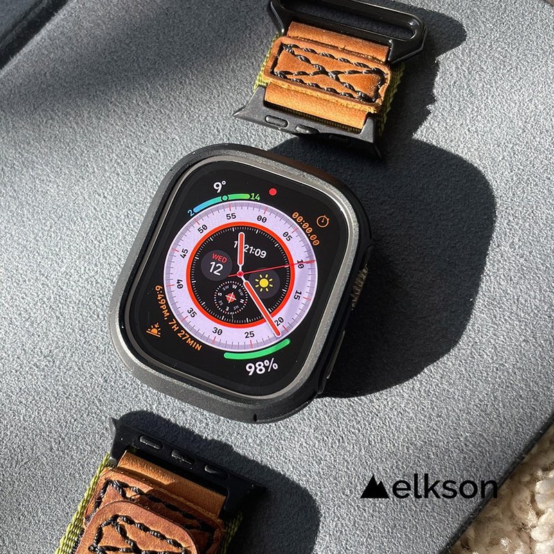 Elkson AppleWatch Ultra 49mm QuattroMax军规保护壳+保护贴套组 - 表带 - 环保材料 黑色
