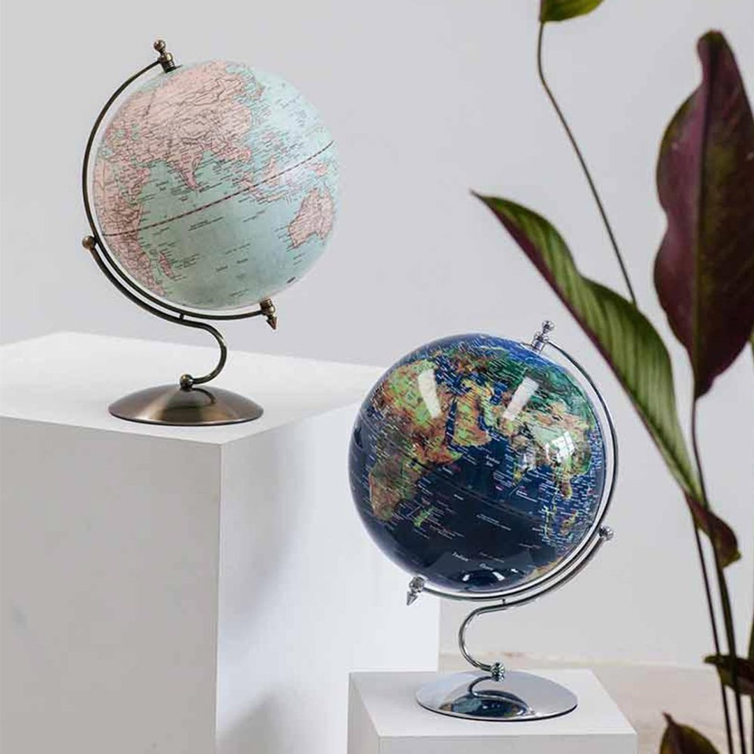 SkyGlobe 12寸新仿古图邑森S古铜底座地球仪(英文版) - 摆饰 - 塑料 银色