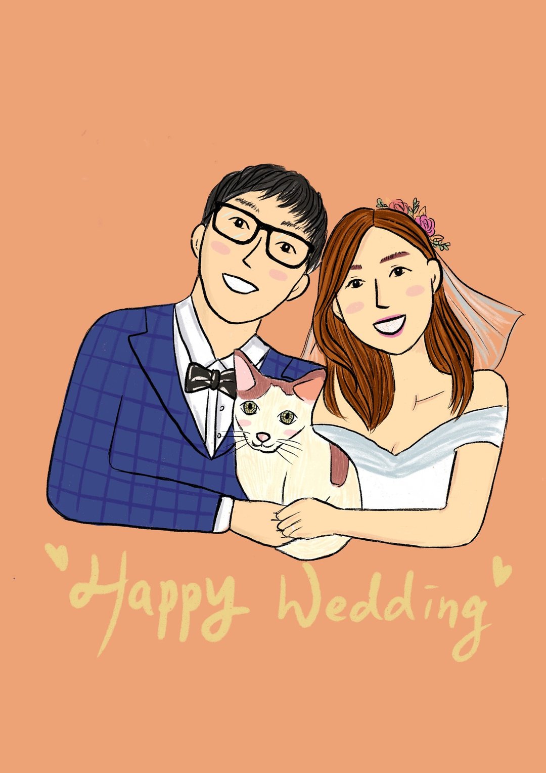 【插画似颜绘电子档】定制化/情人节礼物/可加购印刷小卡+相框 - 其他 - 纸 多色