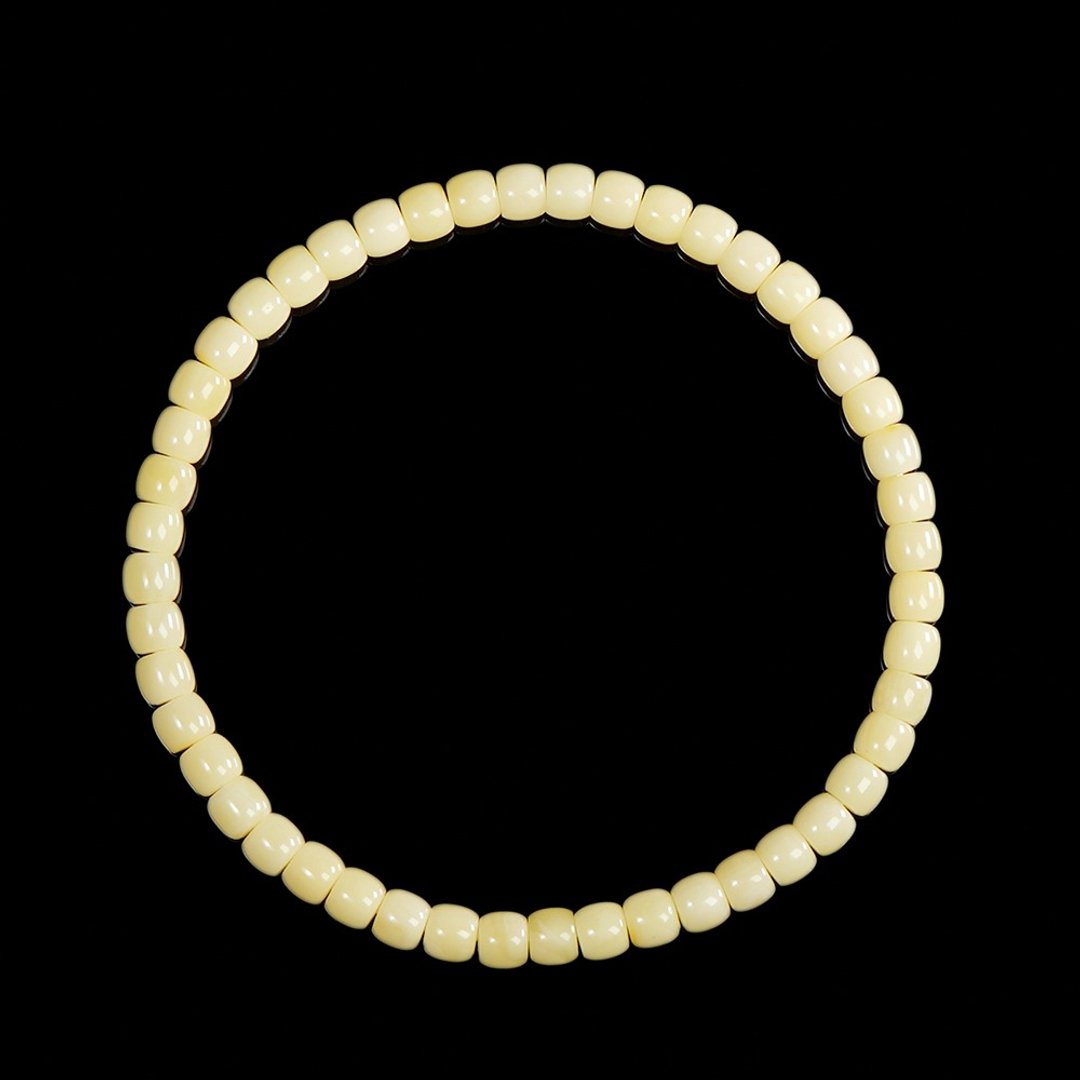 【正佳珠宝】蜜蜡琥珀 顶级白花蜜 苹果直切珠 4x4mm 蜜蜡手珠 - 手链/手环 - 半宝石 多色
