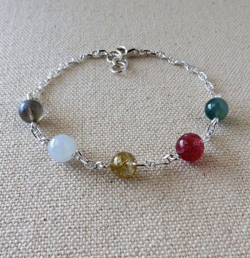 纯银**【缤纷年华】开运招财五行珠手链*增加整体运势【本命年】 - 手链/手环 - 宝石 多色