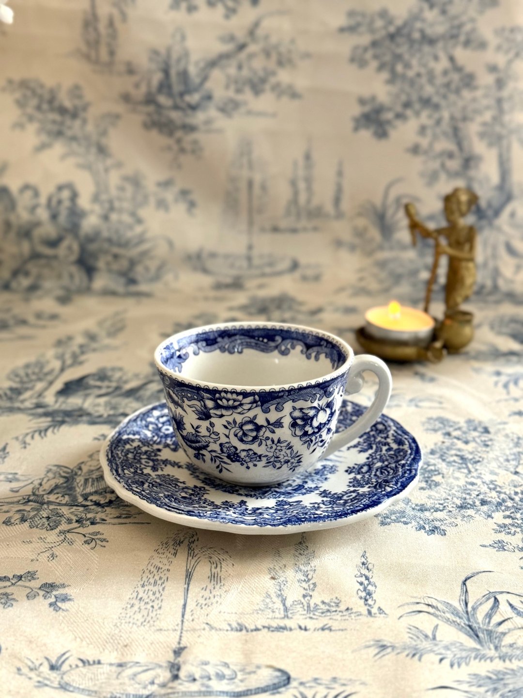 40231-法国古董K&G LUNEVILLE 茶杯与茶碟组 - 茶具/茶杯 - 瓷 