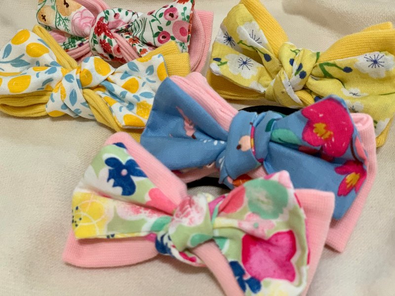 Hanju's羊毛儿。日本绑结型蝴蝶结发圈 发饰 儿童发饰 发圈 - 婴儿饰品 - 棉．麻 多色