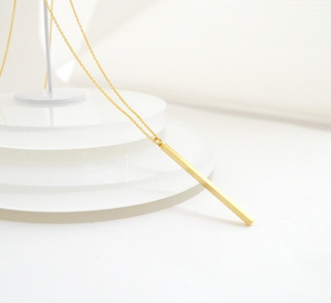 Necklace Long Bar Necklace Gold Item Gold Liquor Long Ornament - 项链 - 其他金属 金色