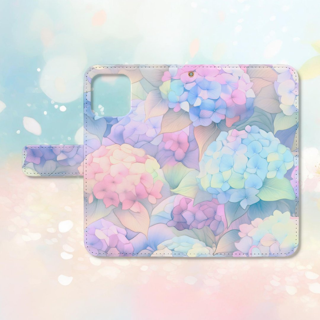 柔和粉彩紫阳花霞 翻盖手机壳 iPhone Android 通用 - 手机壳/手机套 - 真皮 多色
