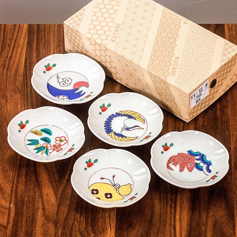 日本进口九谷烧缘起物风日式陶瓷味碟小菜盘家用蘸料碟酱油碟餐具 - 浅碟/小碟子 - 瓷 